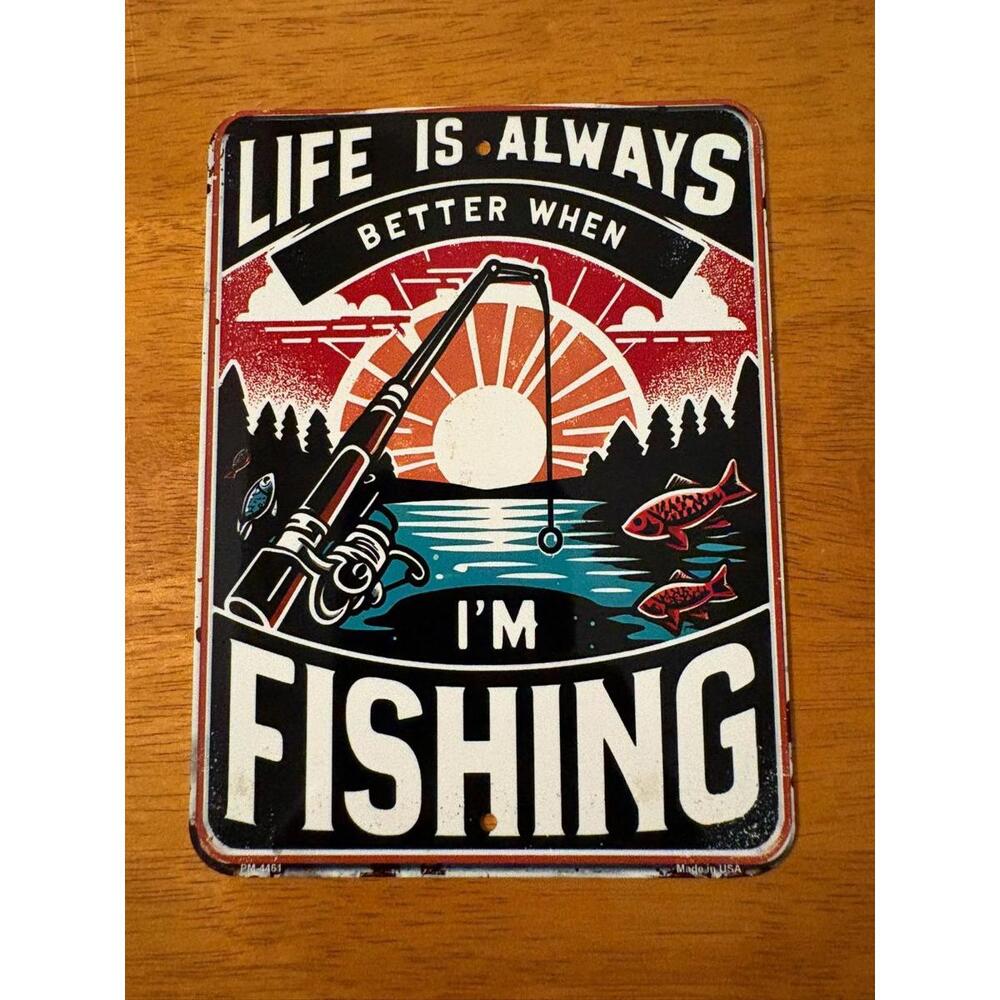Life Is Better Fishing Sign Country Cabin Lodge Fisherman Man Cave Home Decor